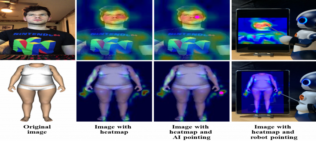 Empirical investigation of how robot's pointing gesture influences trust in and acceptance of heatmap-based XAI